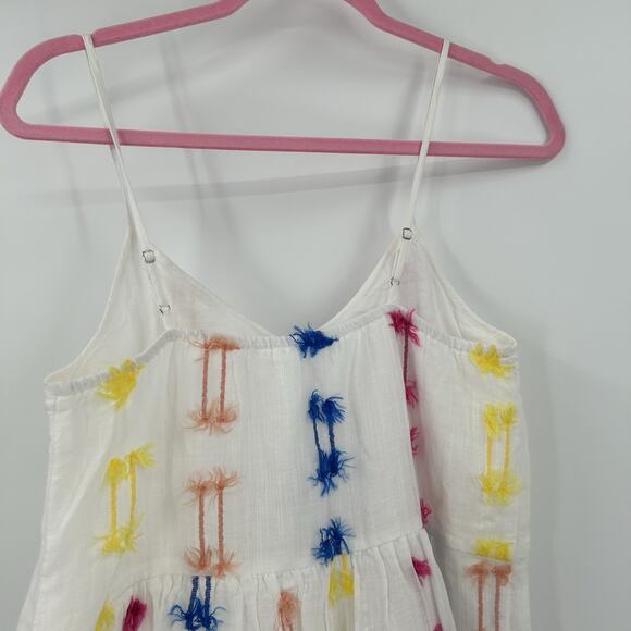LOU & GREY Fiesta Fringe Cami Mini Dress XS Colorful White Loft Ann Taylor NWT - Picture 5 of 11